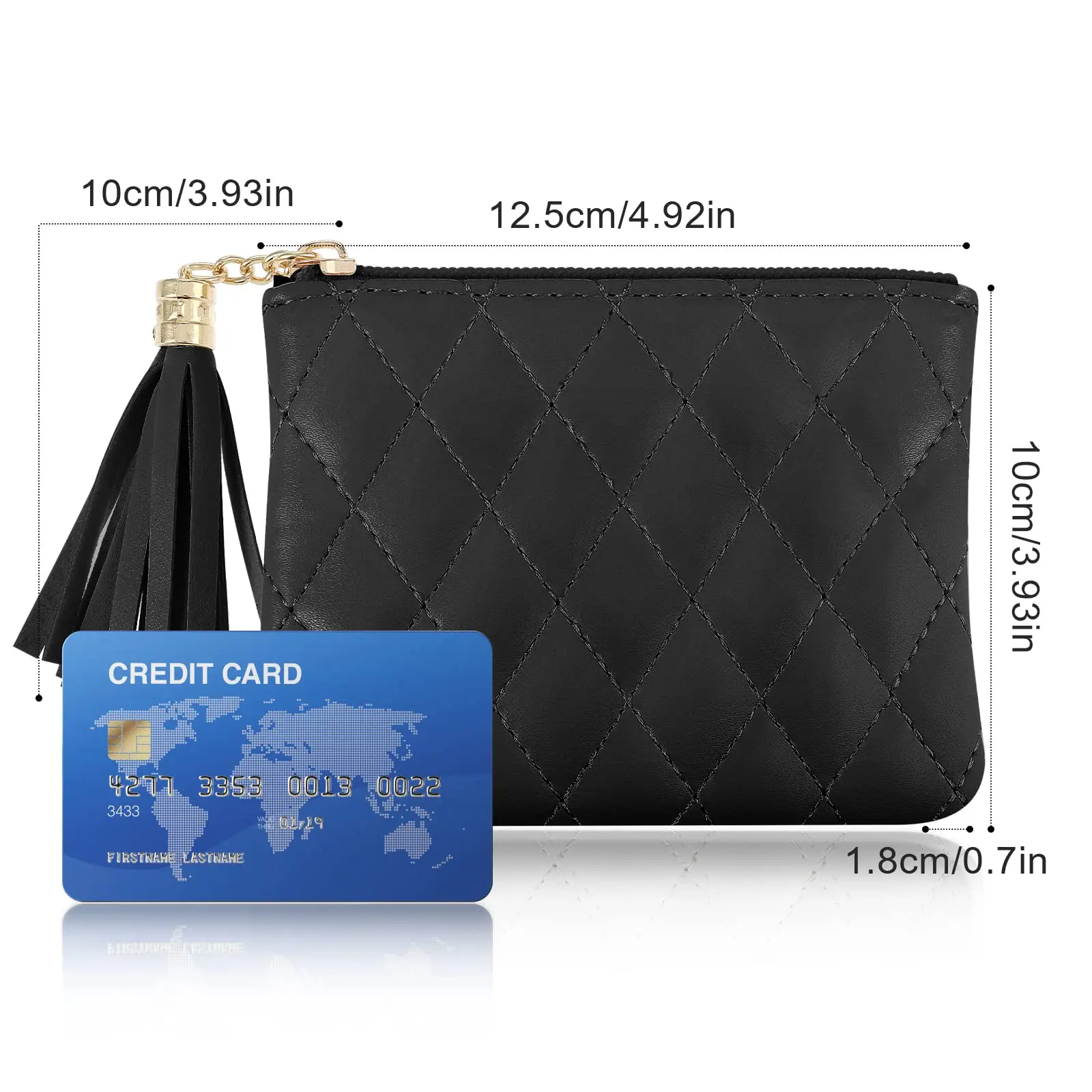 RFID Blocking Leather Credit Card Holder Keychain Wallet Zipper Coin Purse