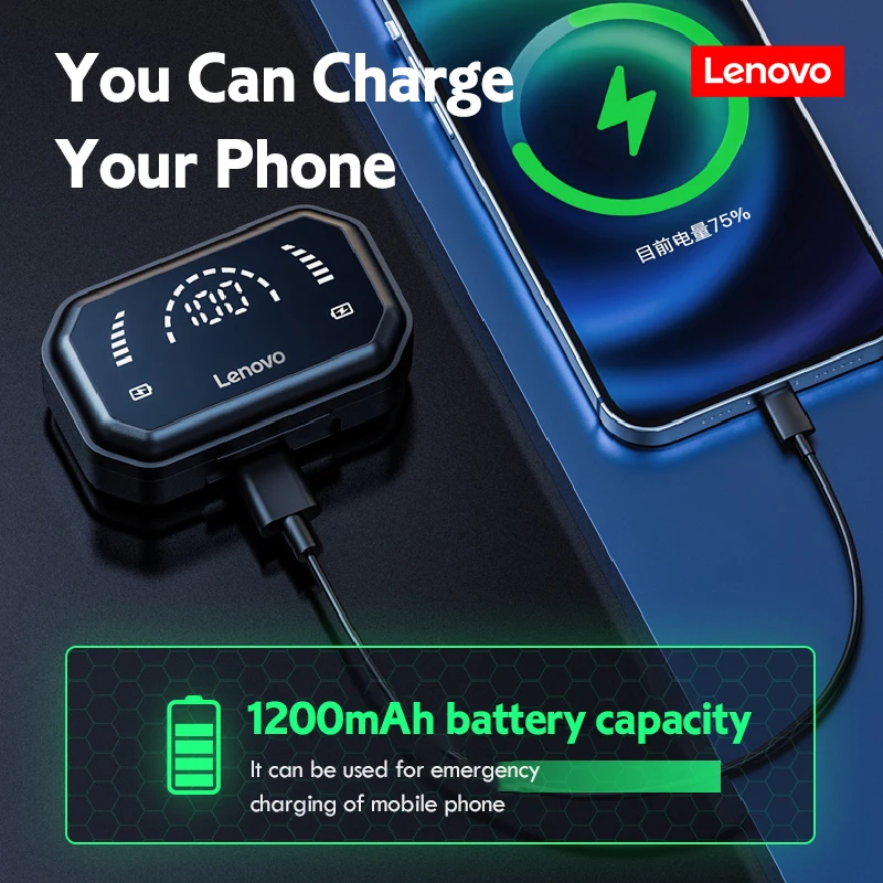 TWS-наушники Lenovo LP3 Pro с зеркальным светодиодным дисплеем и функцией Bluetooth 5,0