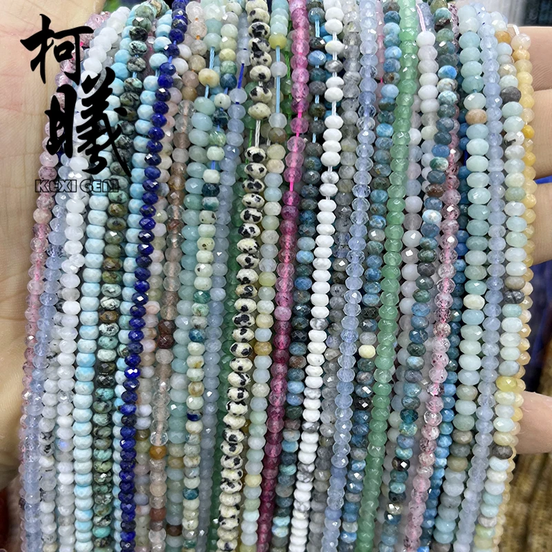 Natural Agate Jade Abacus Beads 3x4mm Natural Stone Faceted Abacus Rondelle Gemstone Beads For Jewelry Making Designer Necklace