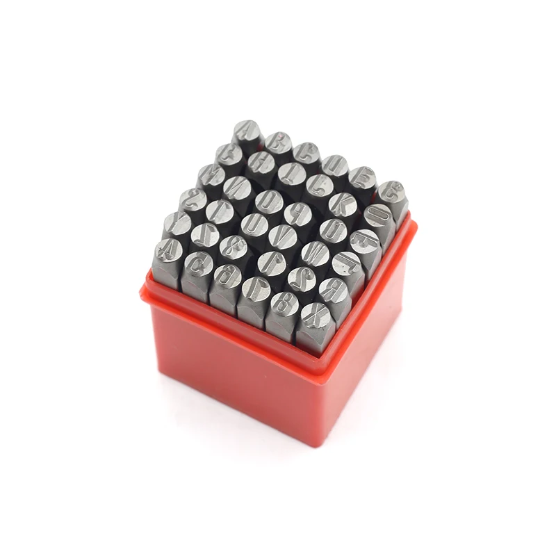 36 PCS 3mm smooth finish number and letter leather hollow punch set case