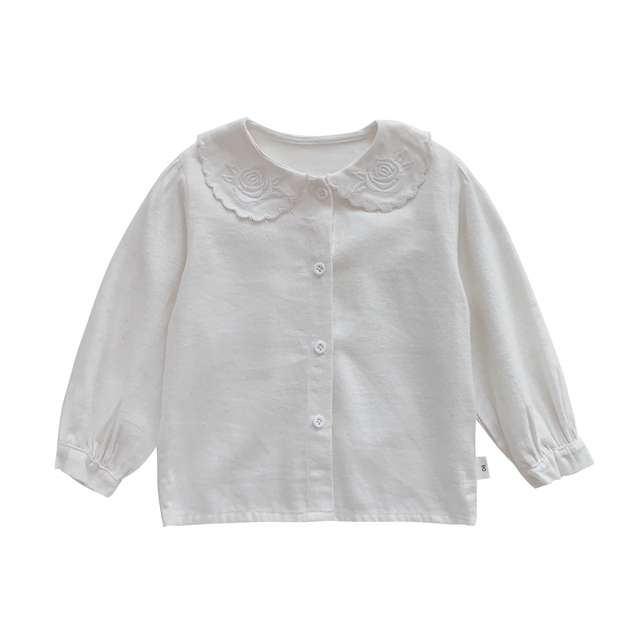 5461/рубашка для девочек, осенний наряд, новинка 2019, детская блузка в Корейском стиле с вышивкой, рубашка с лацканами для маленьких девочек