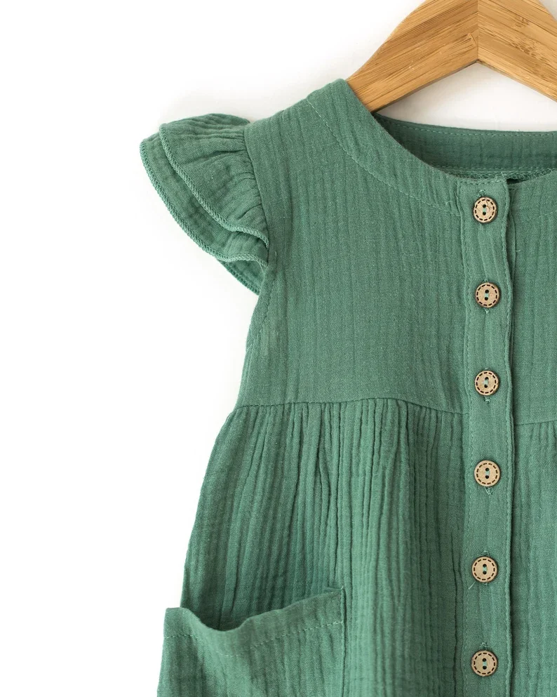 Custom Summer Vintage Baby Clothes 100% Cotton Muslin Natural Organic Casual Dresses Girls Dresses