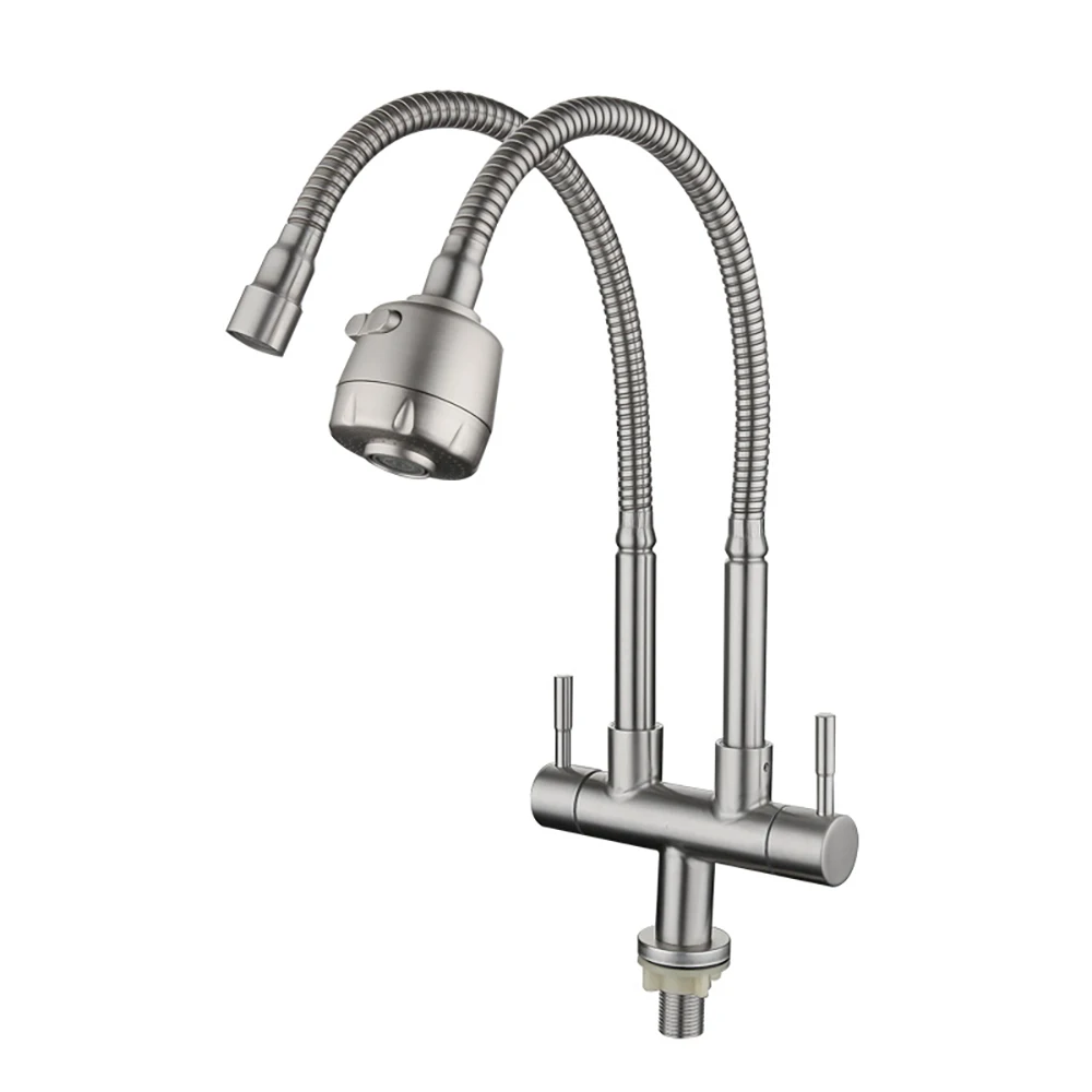 TB-6035B double handle cold water flexible kitchen sink faucets with 2 head
