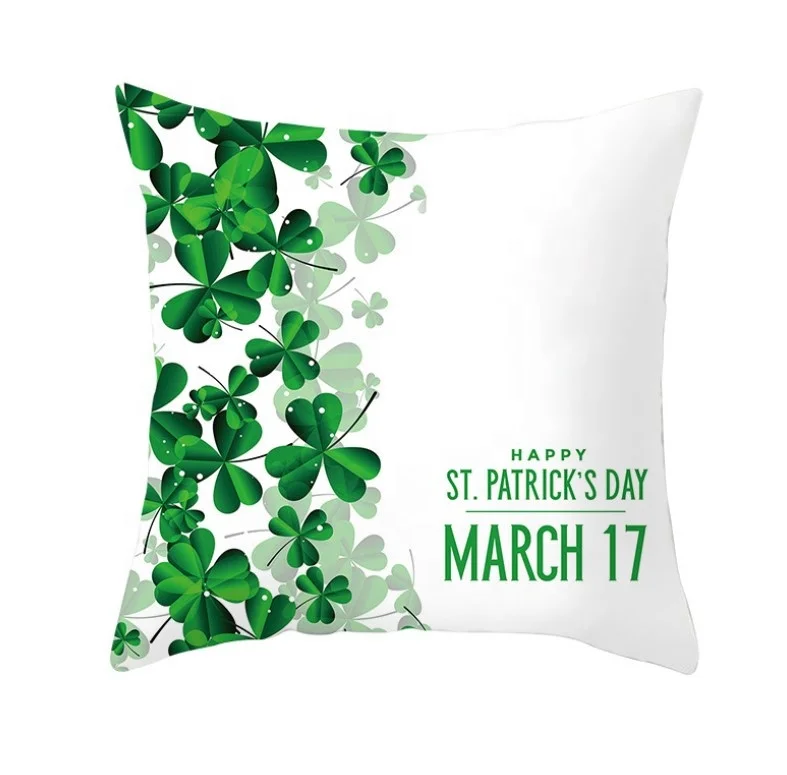 Irish Cushion Cover Spring Green Leaves Decor Pillow Cover Tropical Hawaii Party Decoration Happy St.Patricks Day Decoration