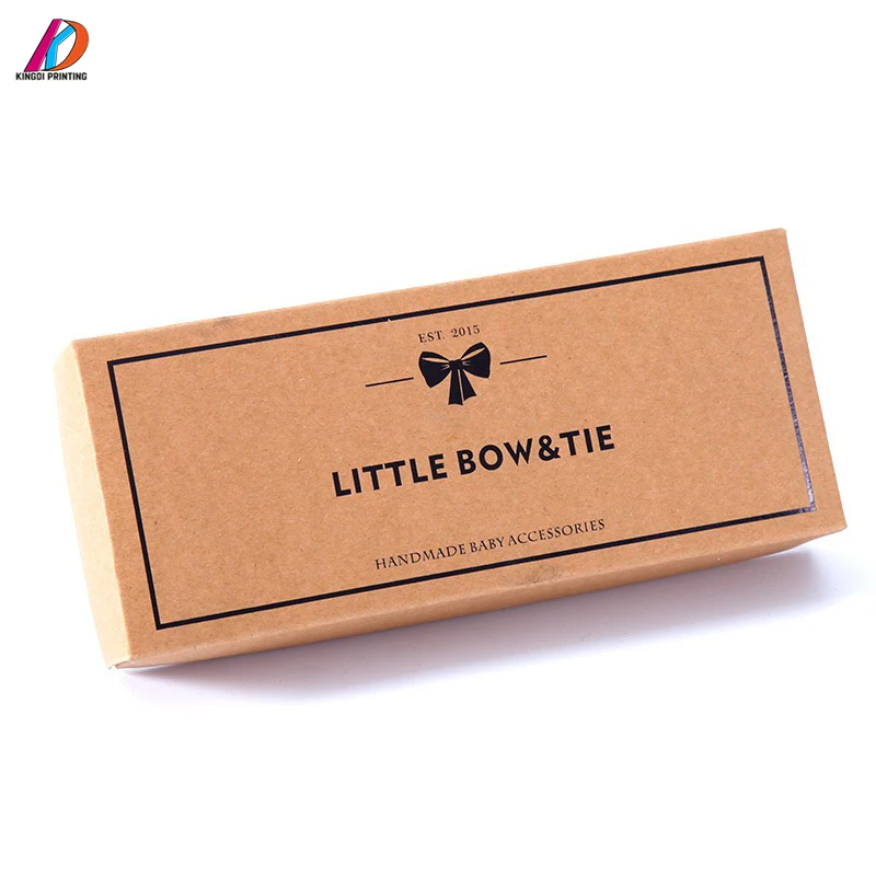 Custom logo printed brown kraft paper bow tie packaging box