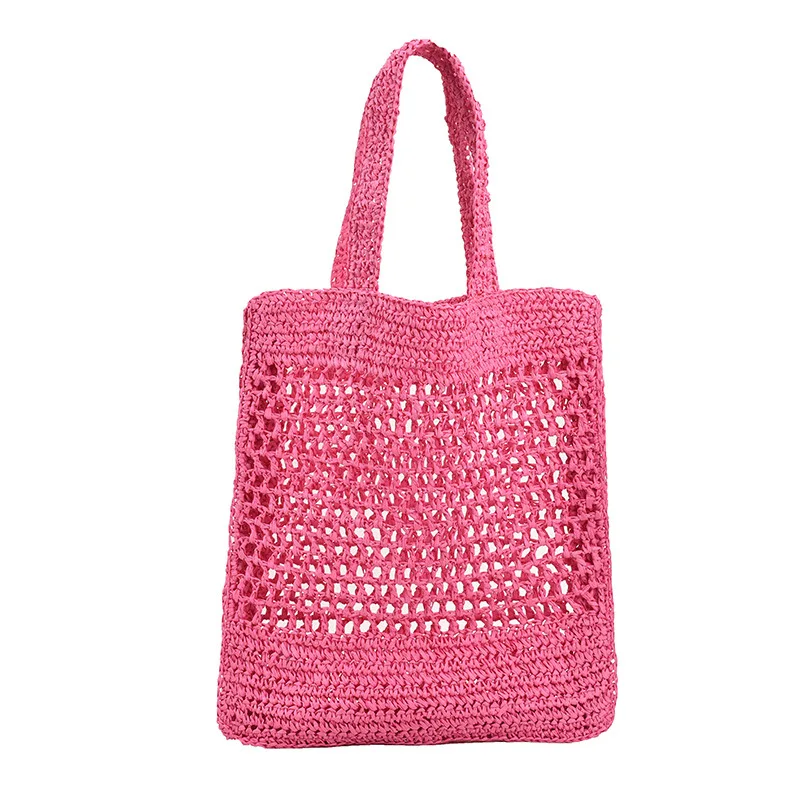 2023 Customized Fashion Casual Shopping Bag Elegance Chic Hollow Out Mesh Knit Handbag Knitted Tote Bags For Women