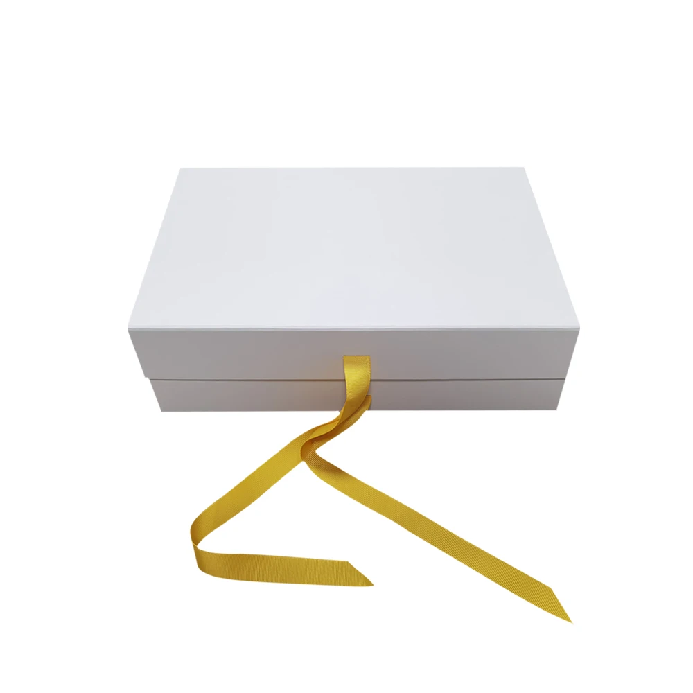 Wholesale Luxury Gift Packaging Foldable Magnetic Gift Box With Ribbon Closure Paper Box Packaging for Wedding Gift