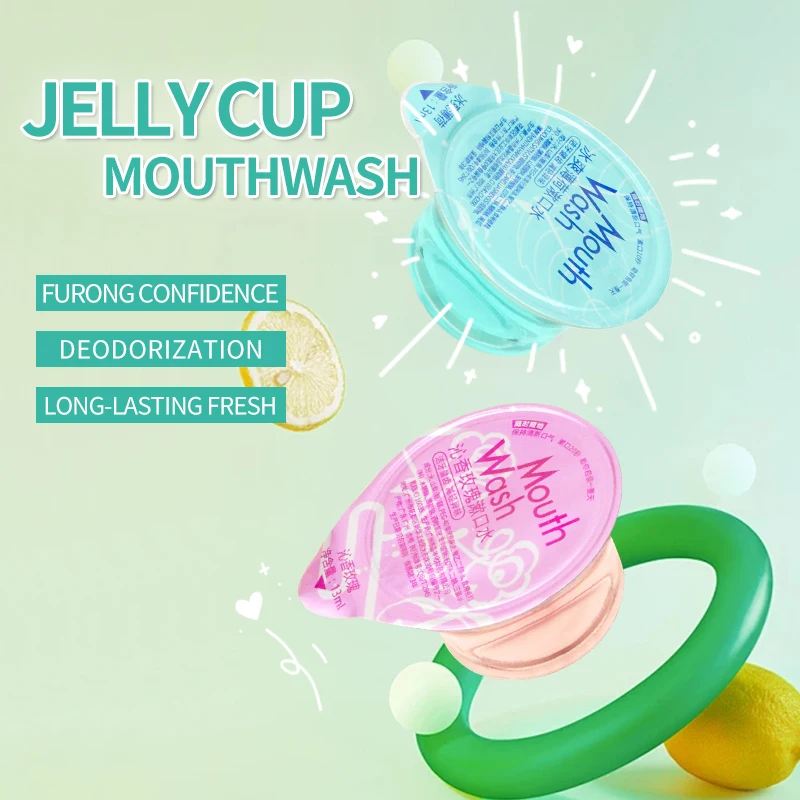 Disposable custom logo oral care freshing breath  mint flavor jelly cup mouth wash