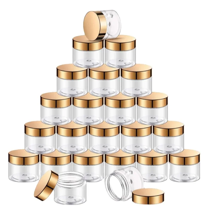 Empty Clear Plastic Jars with Lids Round Storage Containers Wide-Mouth for Beauty Product Cosmetic Cream Lotion Liquid Slime but