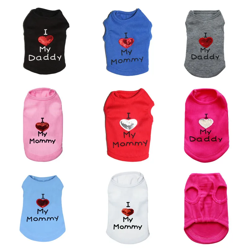 bitches love me love mommy love daddy pet dog vest polyester sleeveless pet products dog apparels