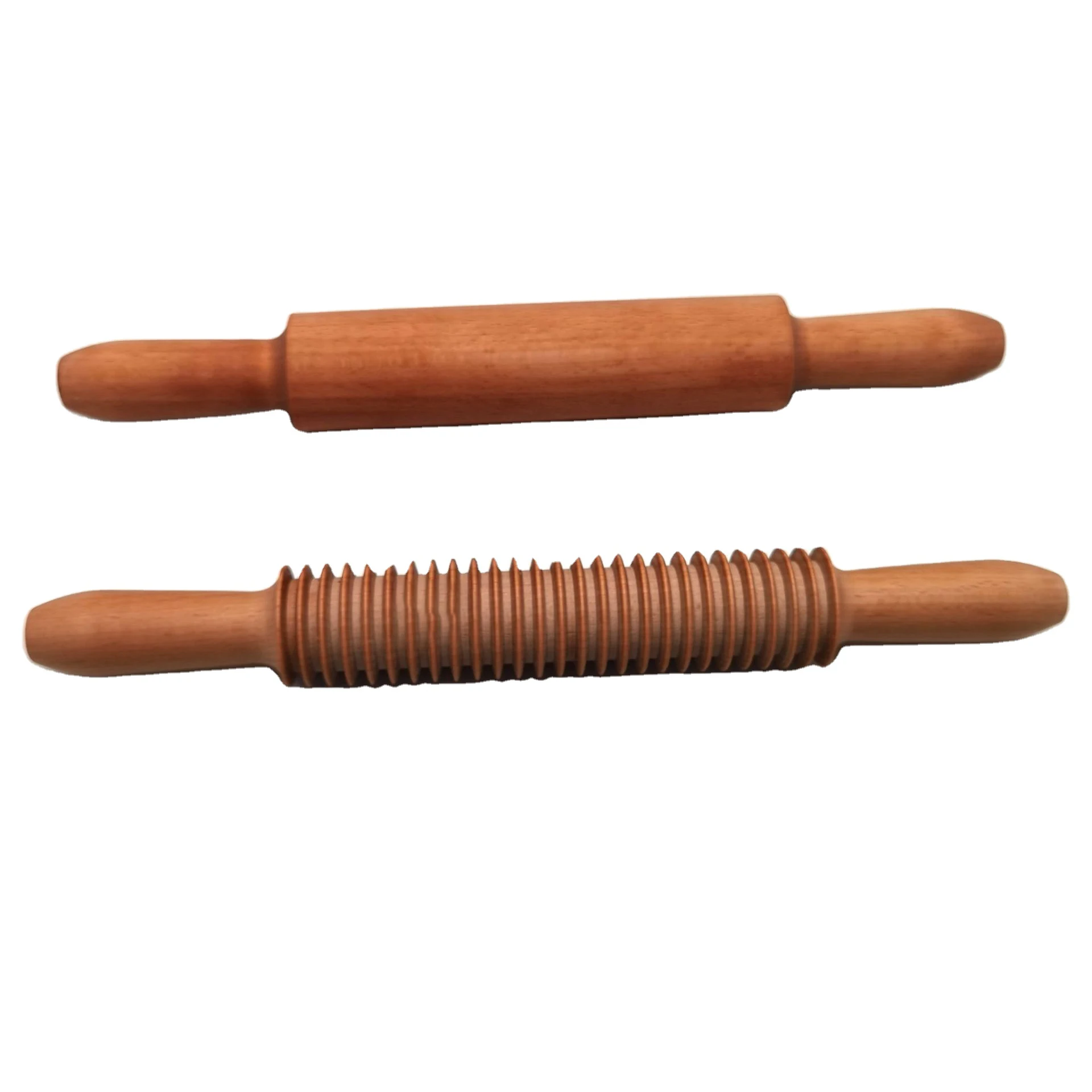 Solid Wood Noodle Integrated Molding Dough Roller Parent Child Stick Beech Engraved Wholesale Wooden Embossed Bake Rolling Pin