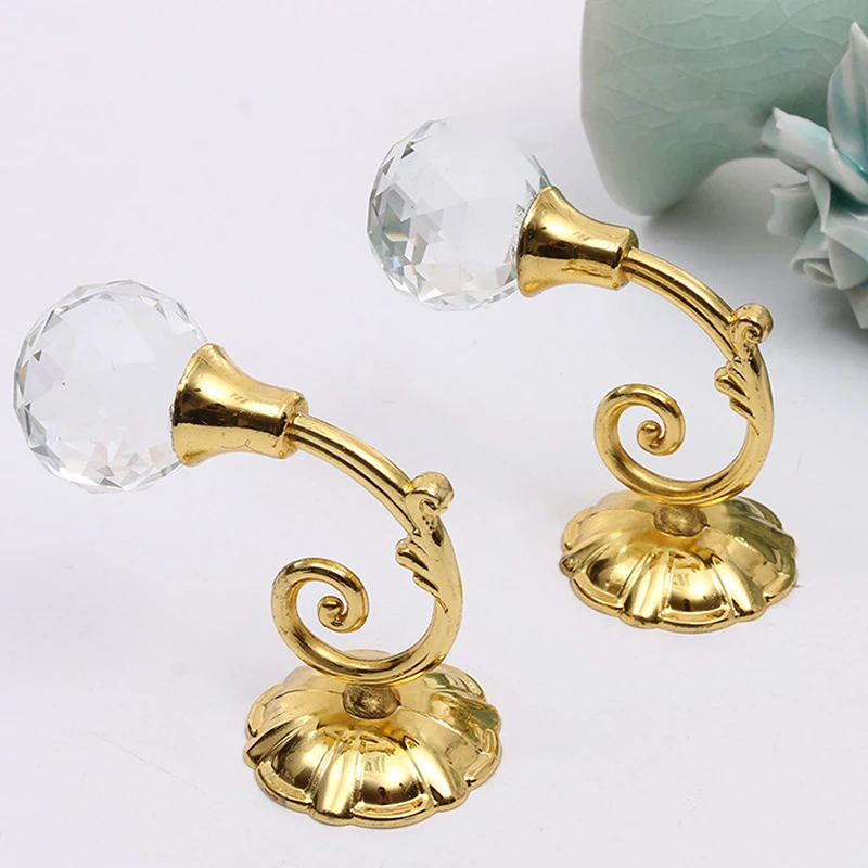 
2 pcs. Large metal crystal glass curtain hook rear wall hanger curtain rod accessories 