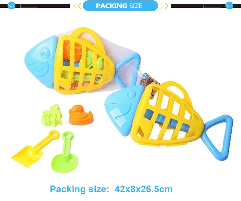 Eco plastic fish shape beach sand toys play set for kids