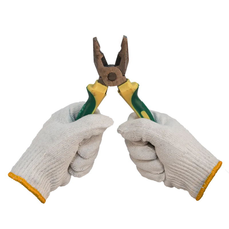 Good price with White cotton woven safty gloves commonly used in industrial work