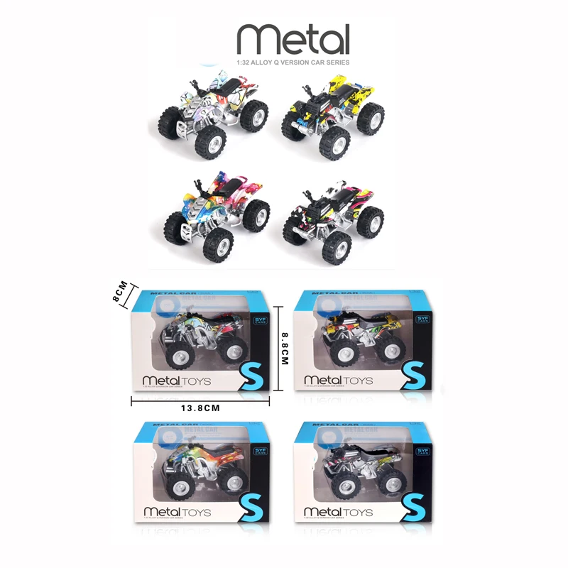 New Design Children Four Wheel Drive Off Road Return Stunt ATV Motorcycle Diecast Pull Back Friction Cars Toys For Boys