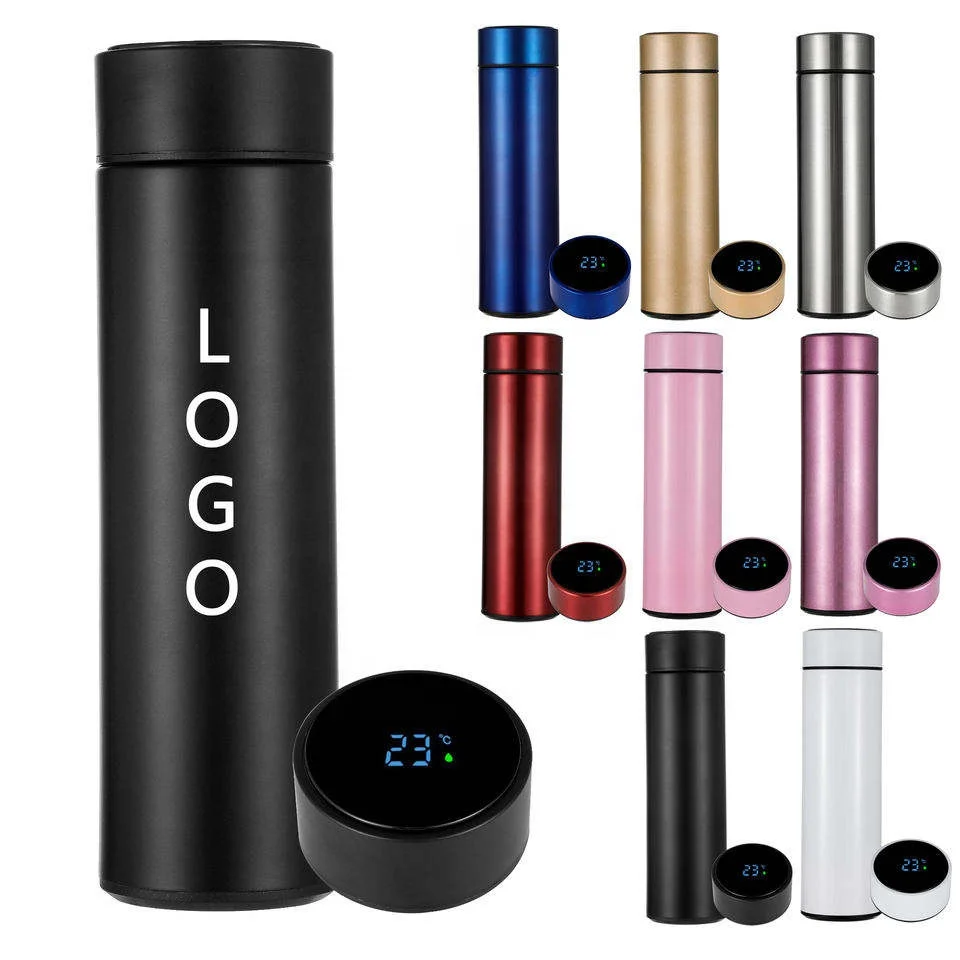 500ml Termos De Agua Gym Smart Water Bottle Led Temperature Display Thermal Vacuum Flasks Thermos Cup With Tea Infuser
