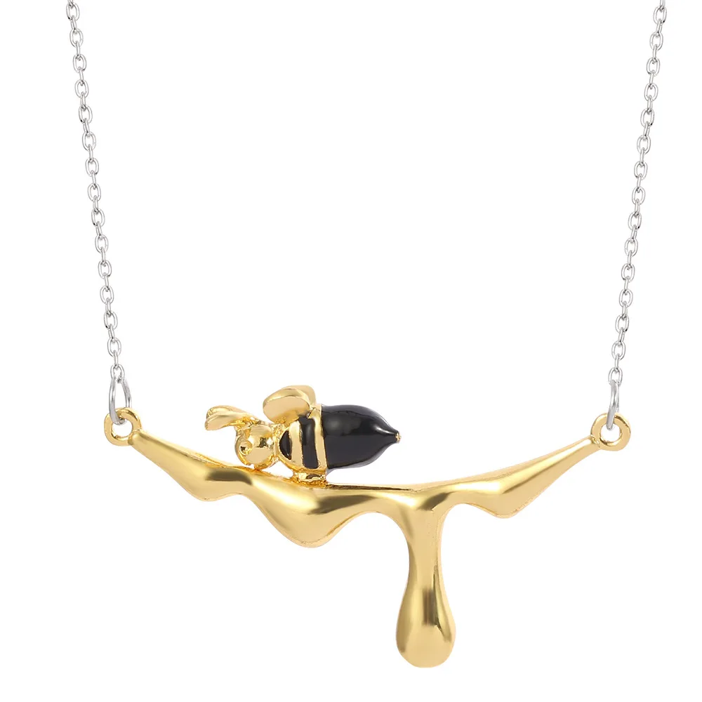 Popular lovely jewelry gift gold necklaces pendants wholesale alloy women honey bee necklace