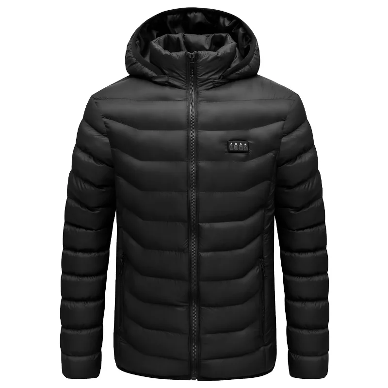 Mens Winter Custom Short Battery USB Charger Four Switch Three Speed Heated Insulated Padded Down Jacket