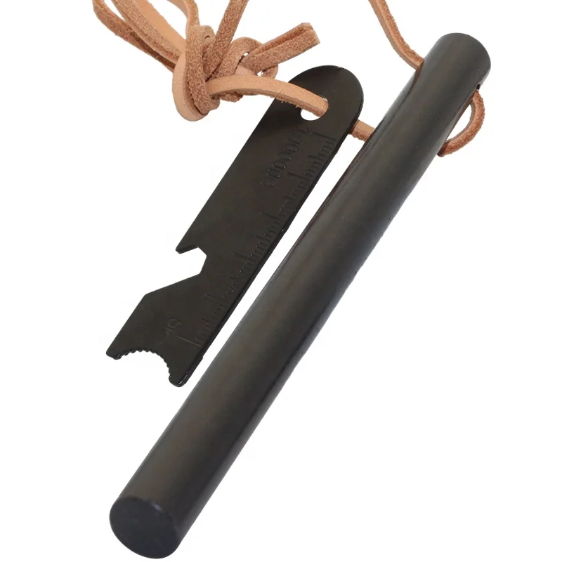 6inch Outdoor Survival Camping Gadgets Ferrocerium Fire Rod Steel Fire Starter with Leather String