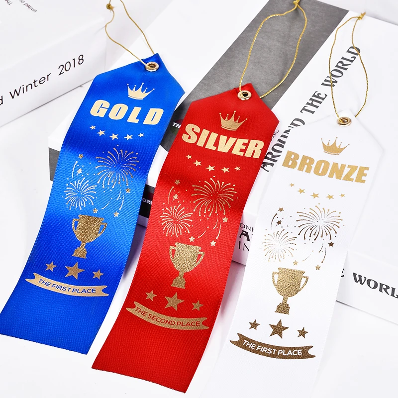 2 Inch Custom Logo Double Faced Satin Awards Ribbon White Red Color Custom Gift Ribbons