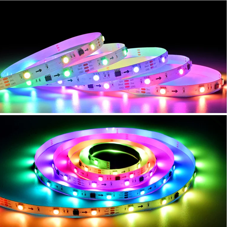 DC12V умный голосовой контроллер Светодиодная лента SMD 5050 RGB белая печатная плата музыкальная полоса световой и адаптер