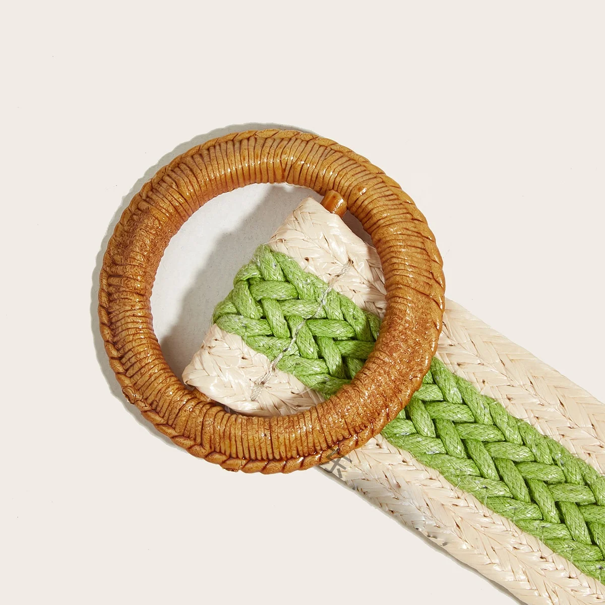 hot selling natural materials wood buckle custom elastic braided ladies belt