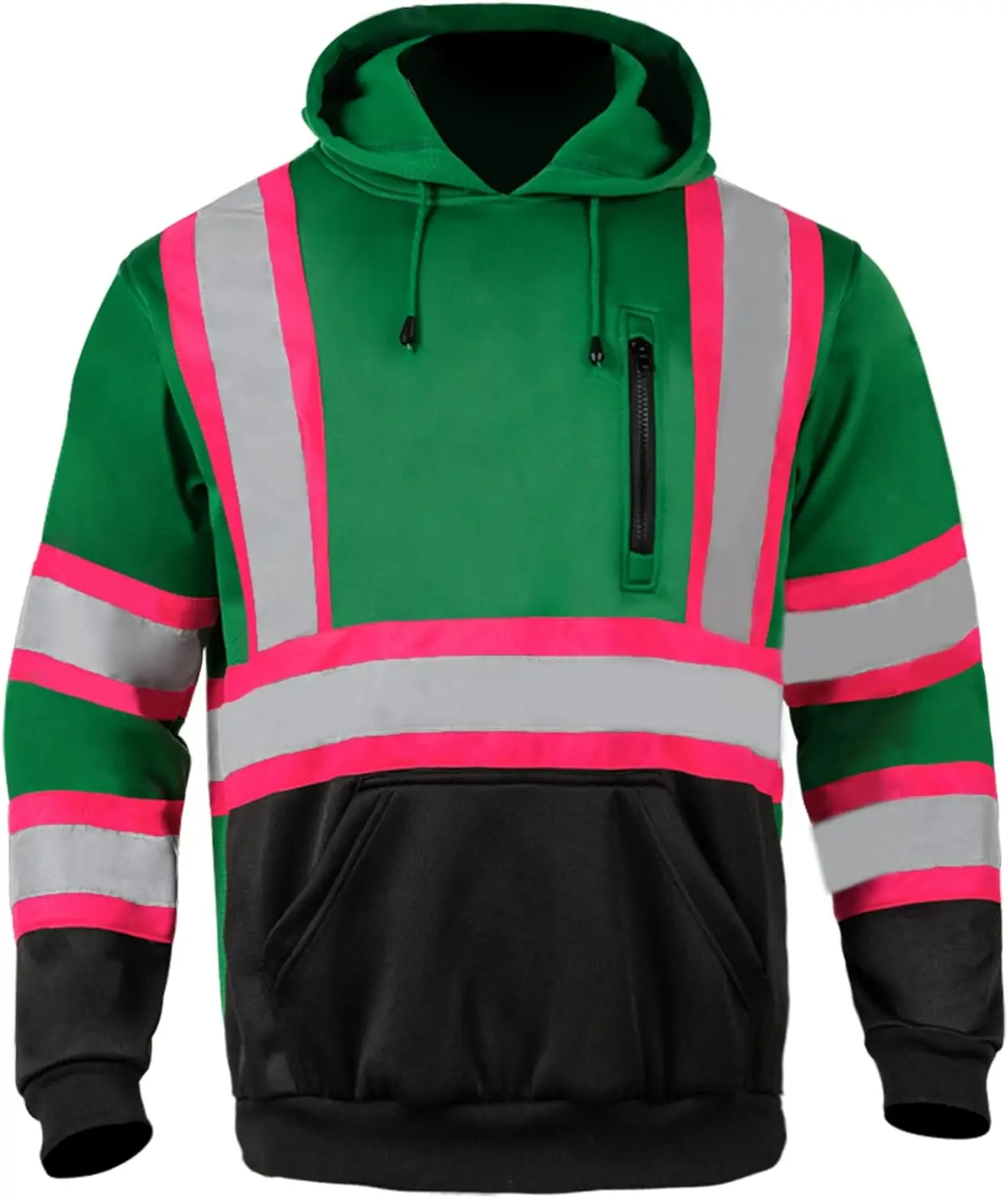 High Visibility Safety Sweatshirt Men Reflective Pullover Sweater ANSI Class 3 hi Vis Fleece Hoodies