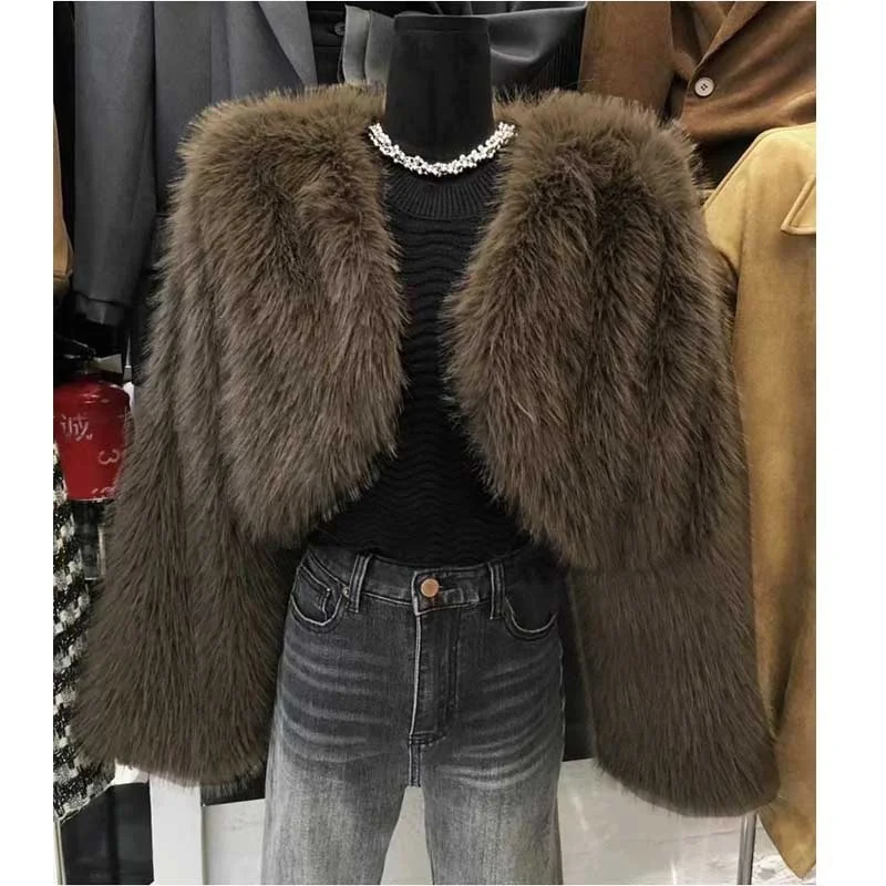 Hot selling winter style ladies jacket short fur coat womens
