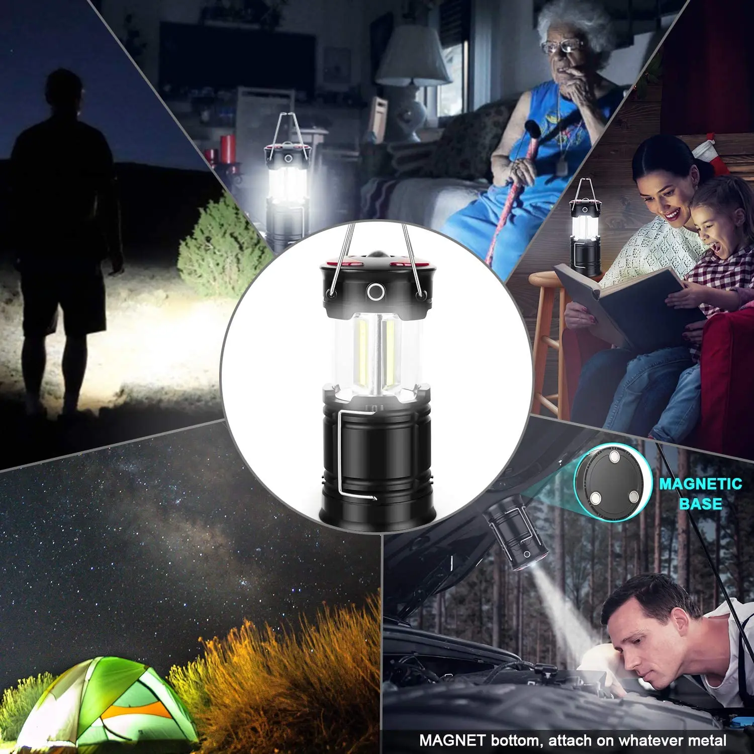 Camping Lanterns Led Lanterns Lights with Flashlight and Magnet Base for Camping Hiking Emergency SOS Functionn Outage