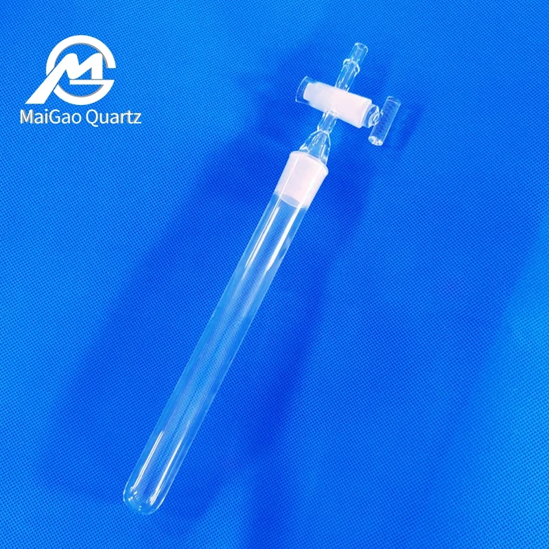 with frosted cover on/off valve quartz test tube, quartz glass tube for laboratory use