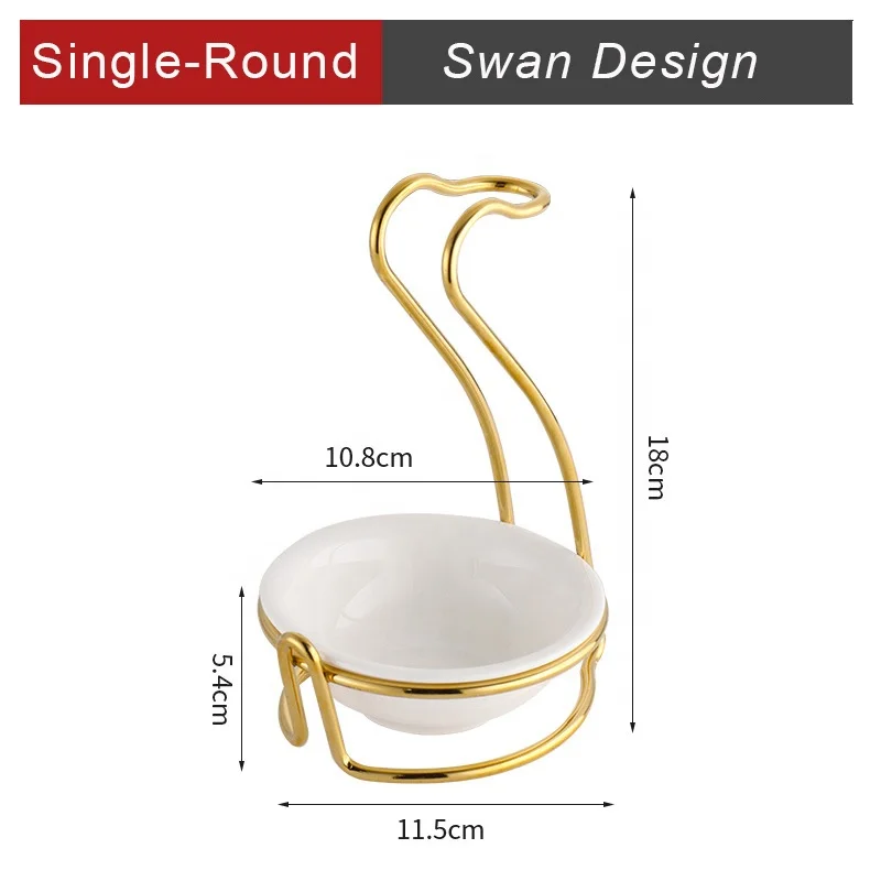 Wholesale Gold Stainless Steel Table Spoon Rack Metal Holder Silver Serving Kitchen Ladle Ceramic Spoon Rest