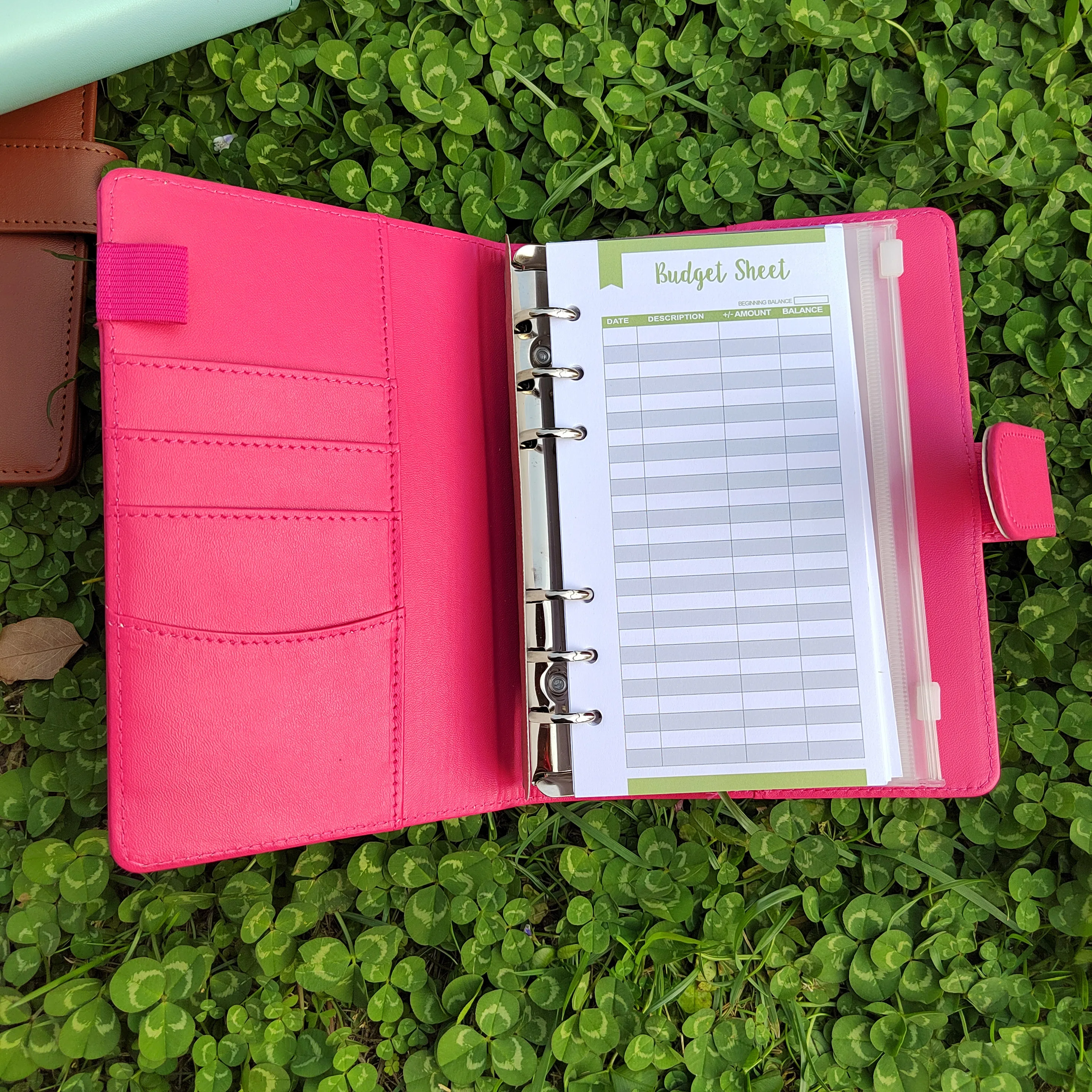 Wholesale 6 ring loose-leaf budget binder set planner cash budget binder system Macaron Candy Color PU Leather Cover A6 binder