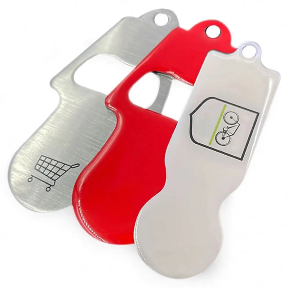 Custom logo Sublimation metal key supermarket shopping cart chips token canada uk trolley coin keychain for shopping carts