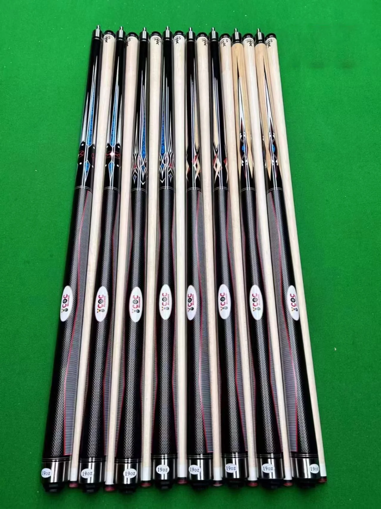 High Quality 58-Inch New Pool Cue Stick 1/2 Style Uni-Loc Joint Full Maple Wood with Multi-Color Design Stainless Steel Tip