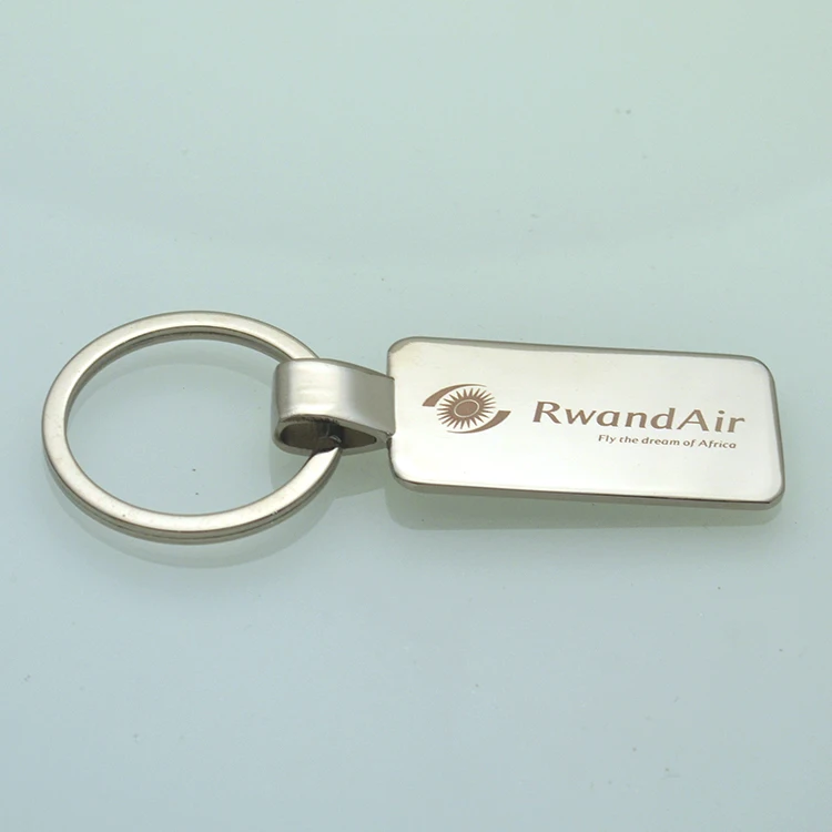 Two Sided Laser Engraved Flat Metal Rectangle Keychain UV/Offset/Digital Printing Carabiner Type with Logo