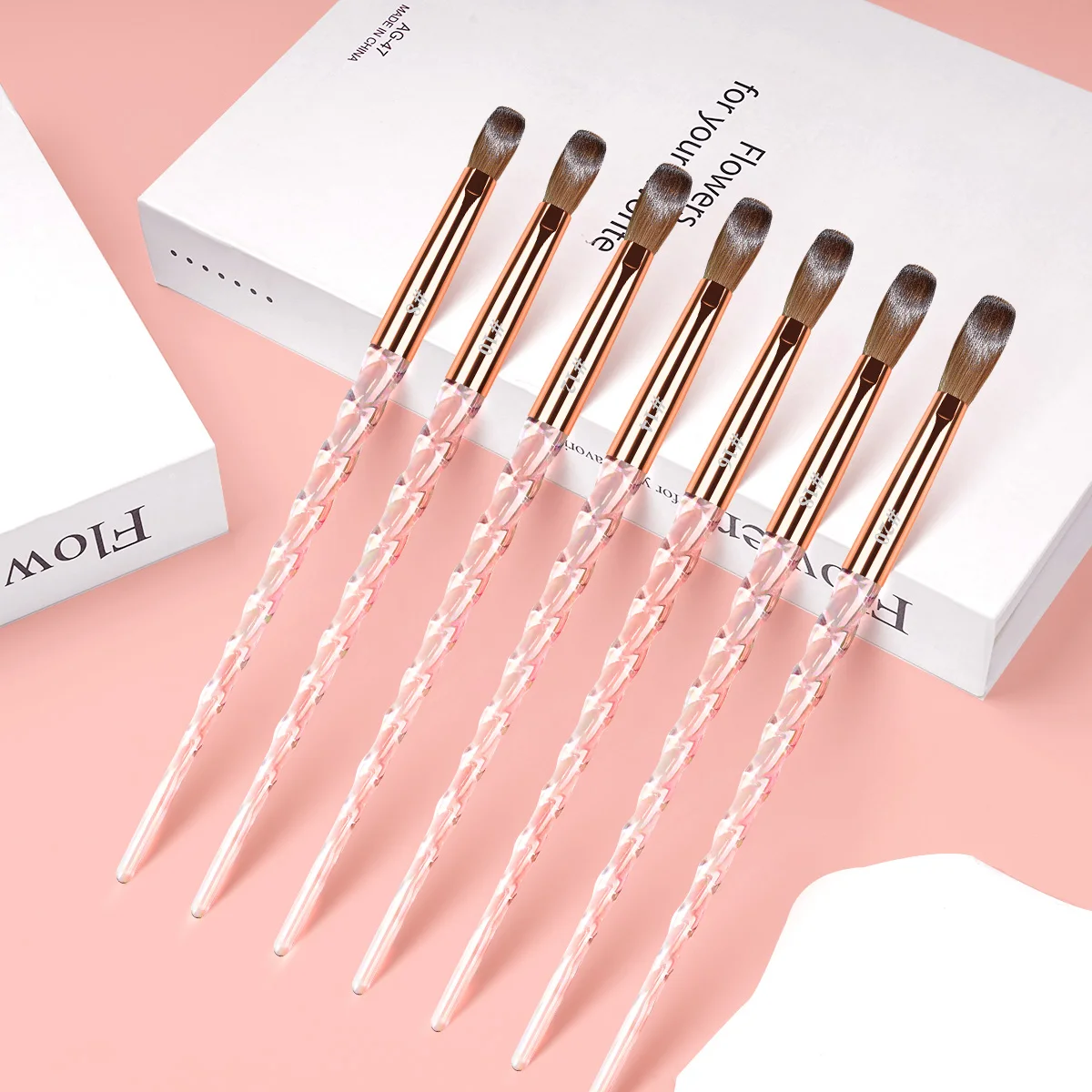Fashion Pink Acrylic Screw Handle Custom Nail Art Brushes #8-#20 100% Kolinsky Acrylic Brush