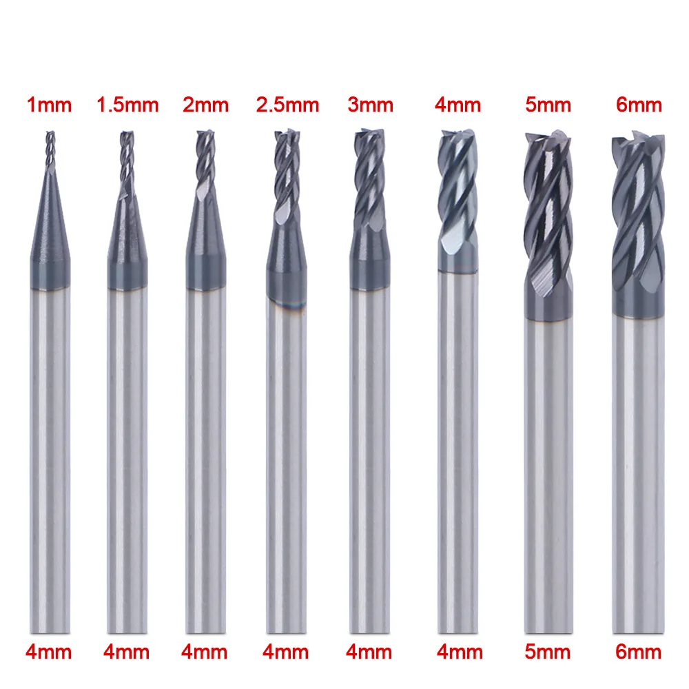 CNC Lathe Milling Cutter End Mill Drill Bit 4Flutes Tungsten Steel Endmill