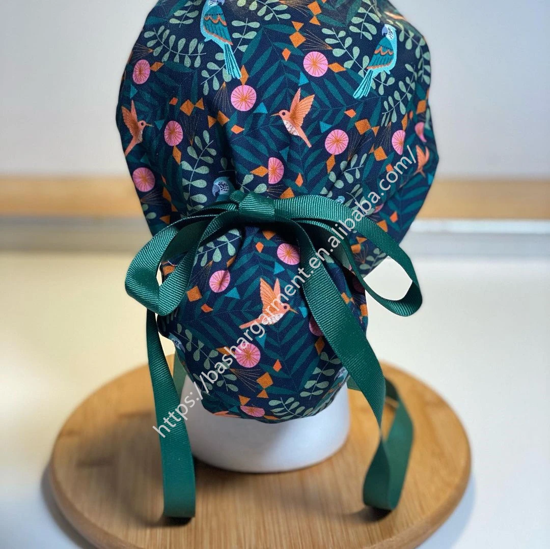 Cotton operating room printing medical surgical hat sweat-absorbent pet hospital doctor work hat spa nursing scrubs hats