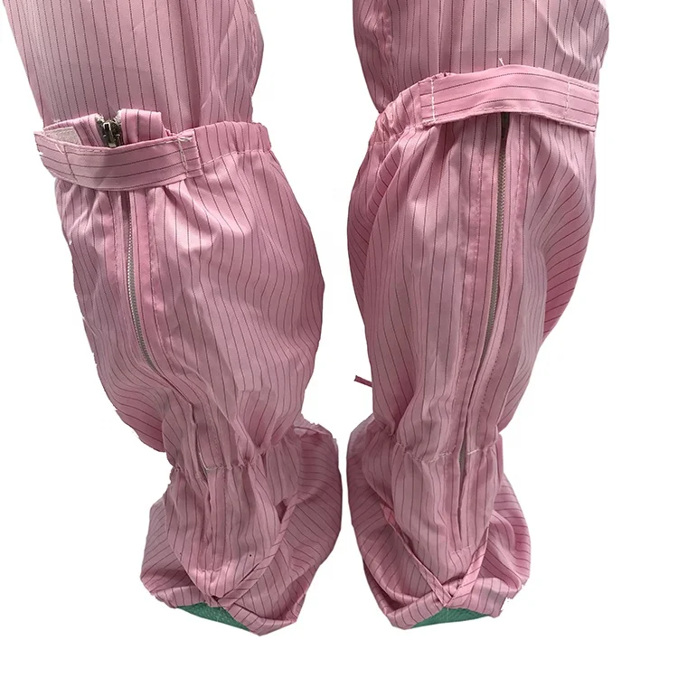 
Factory Price Pink Soft PVC Sole Antistatic Safety Reusable Washable 5MM Stripe/Grid Polyester Non-slip ESD Antidust Boots Cover 