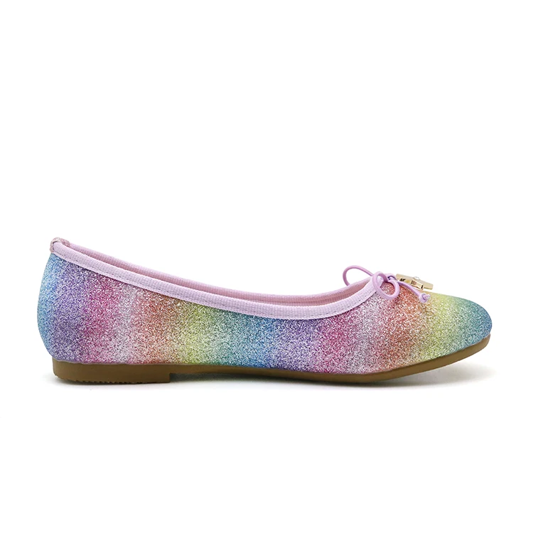 
Sweet Rainbow Children Pink Browknot Flat Ballerina Dress Shoes for Girls 
