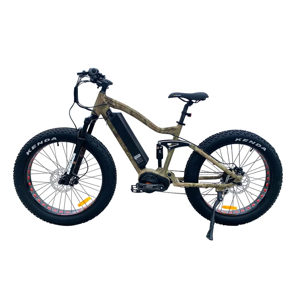 Big Power 1000W Mid Drive Electric Bicycle 21Ah Lithium Battery Full Suspension Ebike MTB Hunting Bike