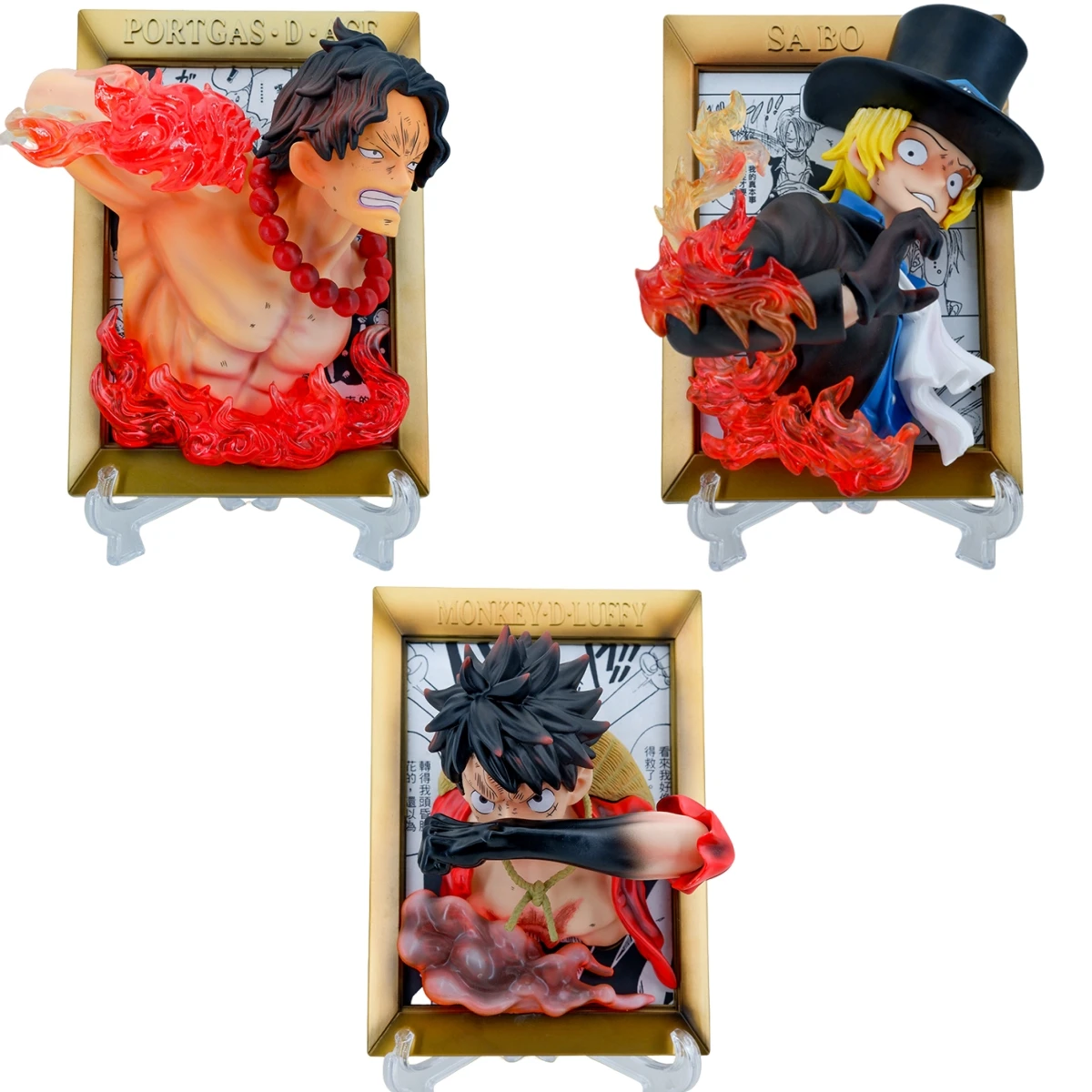 One Pieces Action Figures Luffy Ace Sabo model toy can be used as a photo frame for Anime Figure statue