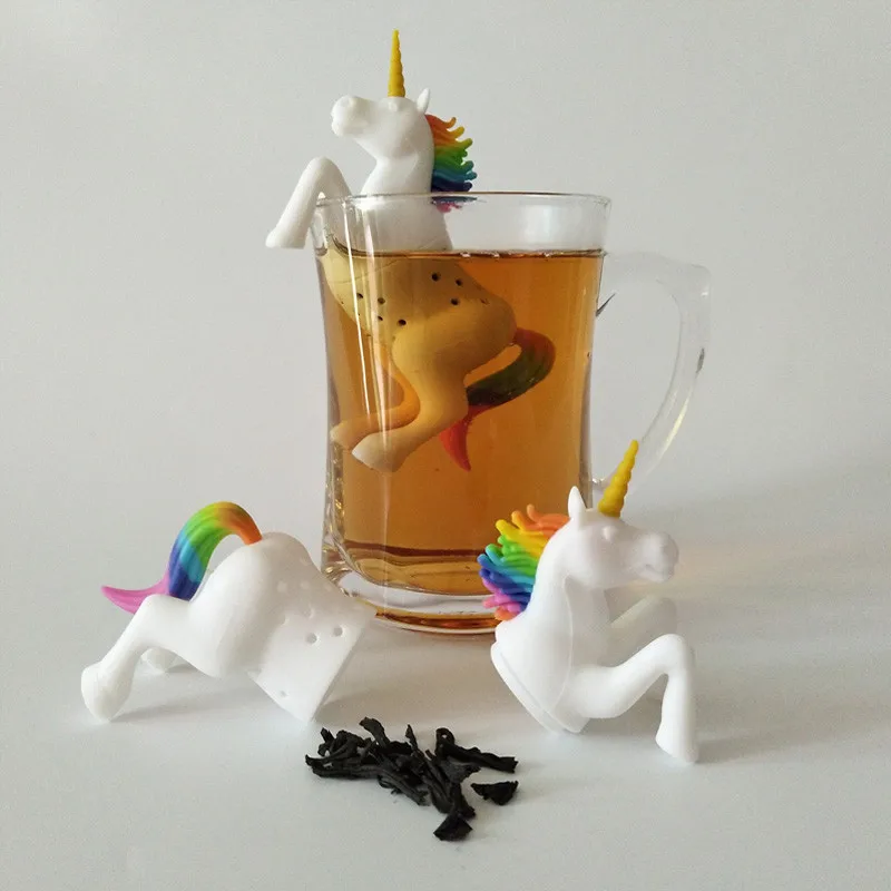 New Unicorn Silica Gel Tea Infuser Cartoon Animals Strainer Filter Loose Bag Kids Toy