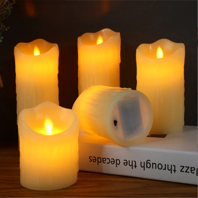 D7.5cm simulation teardrop electronic candle household smokeless lighting flame swing LED candle