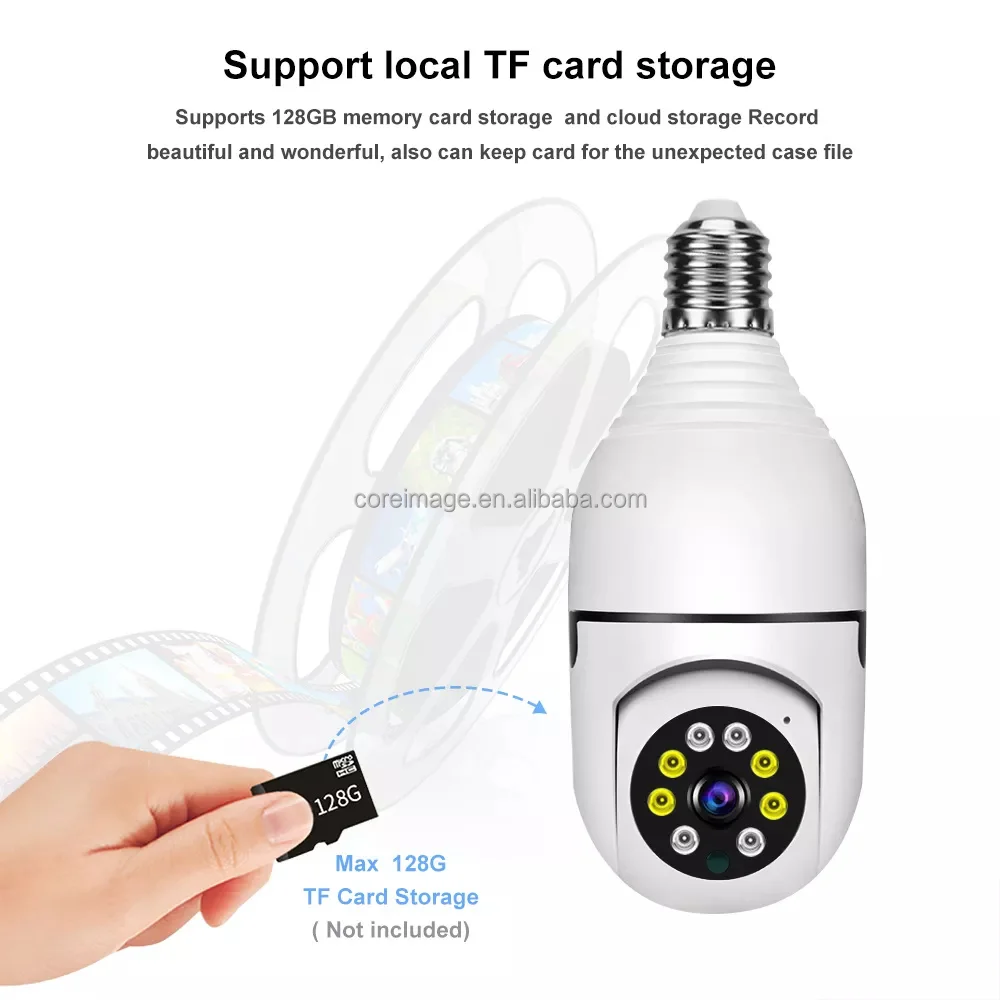 Factory YI IOT 2MP WiFi Light E27 Camera 360 Degree Website IP Camera Auto Tracking HD 1080P Bulb Camera