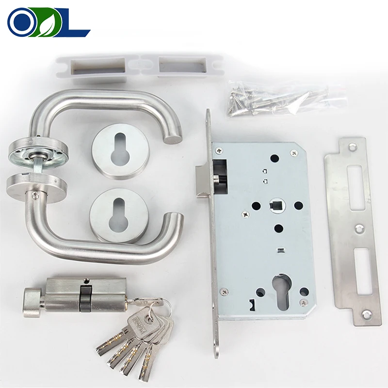 Industrial door store hospital office lock solid lever handle set house interior door stainless steel doors locks handle