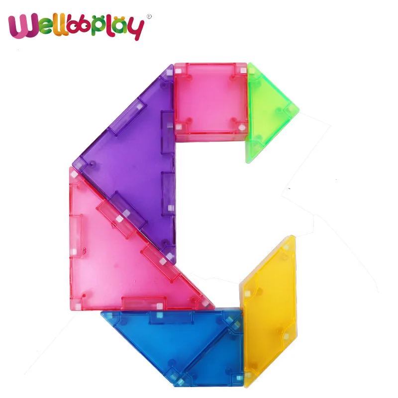 Wellbbplay 2024 New Trend Colorful Wooden Magnetic Tangram Puzzle Educational Toy Tangram Pieces Set For Kids Intelligence Game