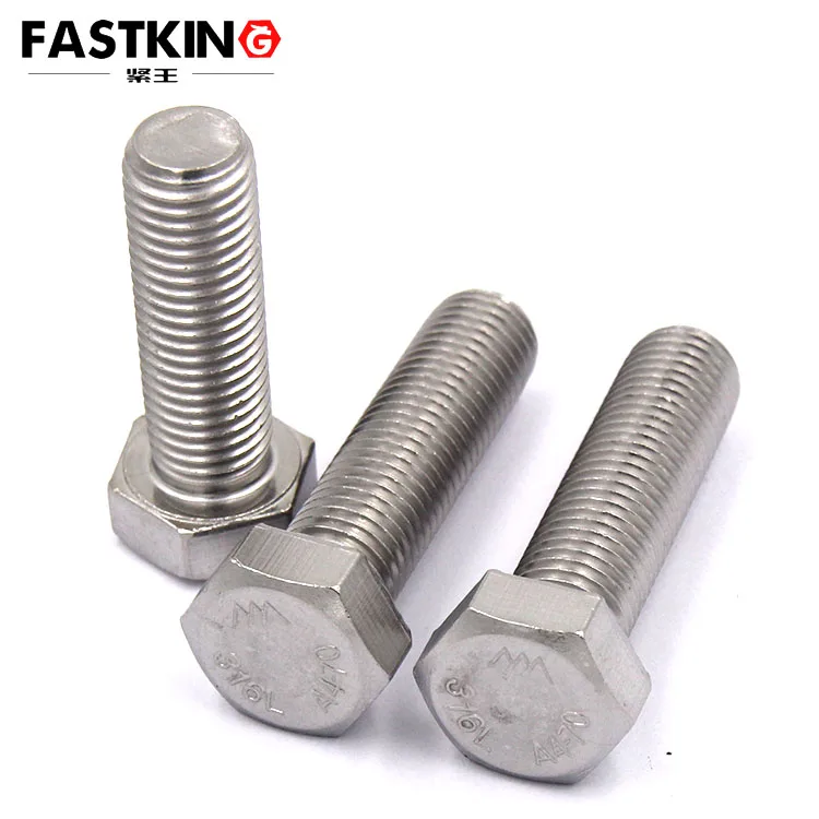 SS316L A4-80 stainless steel screws M6 M8 M10 M12 M14 M16 hexagon fit bolts and nuts DIN933