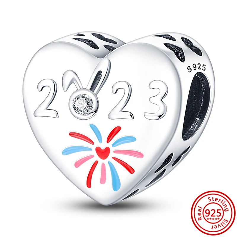 Customized 925 Sterling Silver Charms DIY bracelet for women gifts new Pink Heart bead Original charm pendant jewelry wholesale