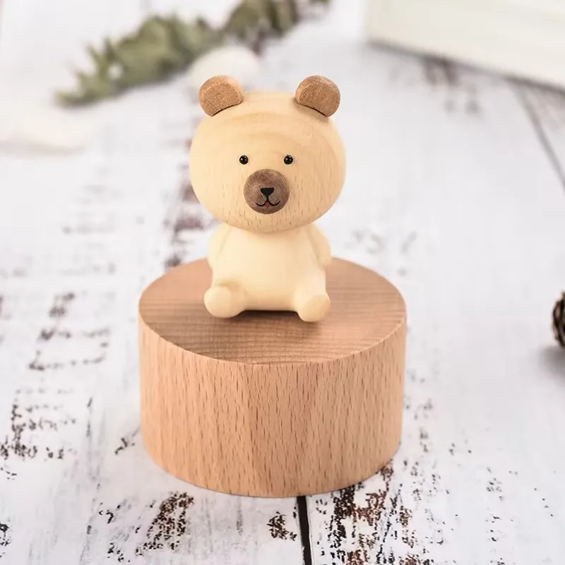 High quality wooden music box cute animal shape music box exquisite  gift toy music box